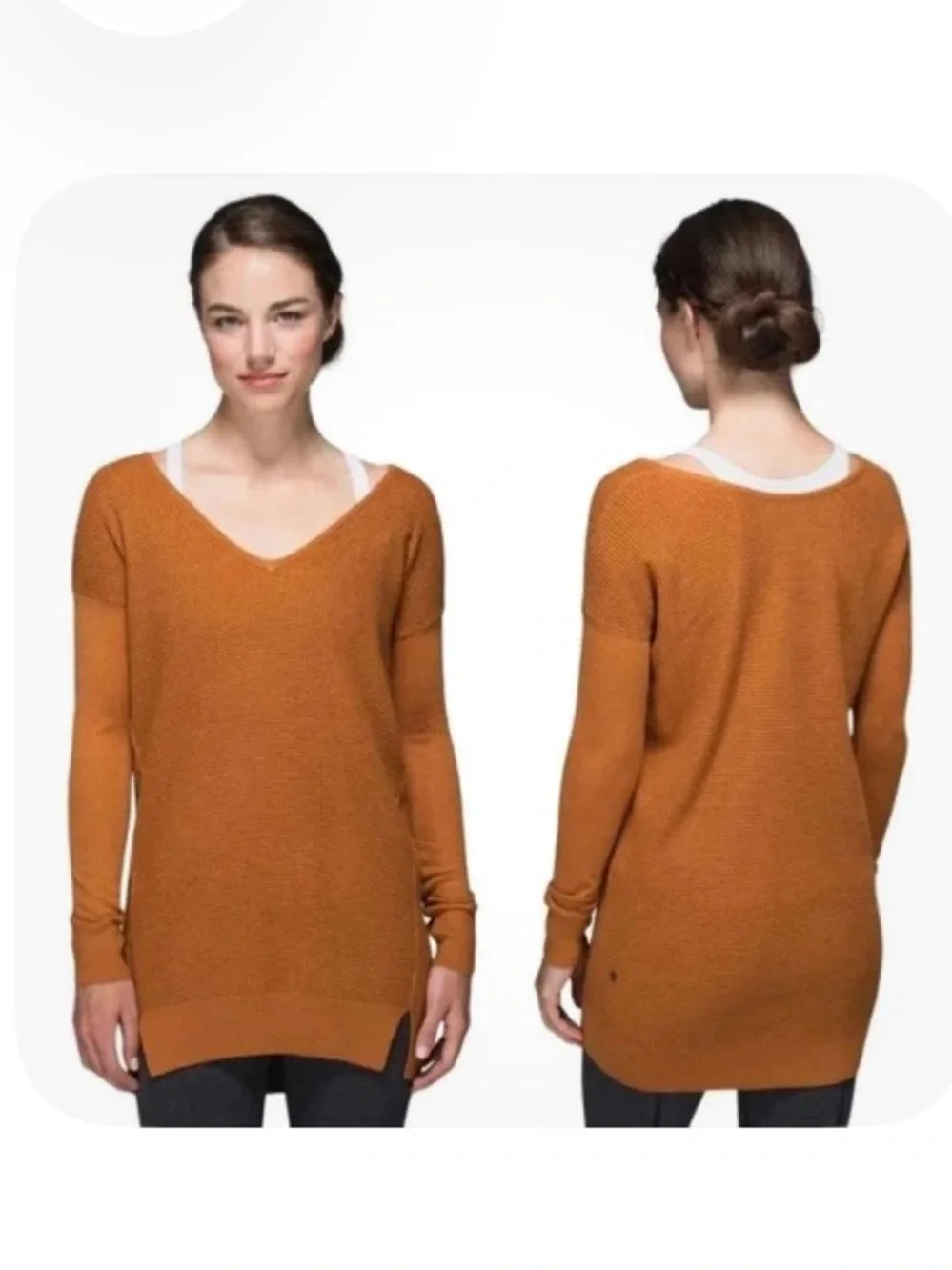 Lululemon The Sweater Life size 8 heathered spice pumpkin orange rust brown